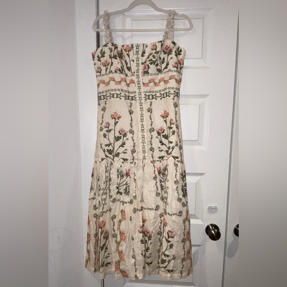 Agua by Agua Bendita Cream Midi Sundress Sleeveless Scoop Neck